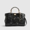 Black 3D Floral Laser Cut Tote Bag