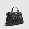Black 3D Floral Laser Cut Tote Bag