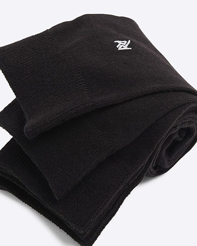 Black 5 Pack Metallic Embroidered RI Socks Black 5 Pack Metallic Embroidered RI Socks