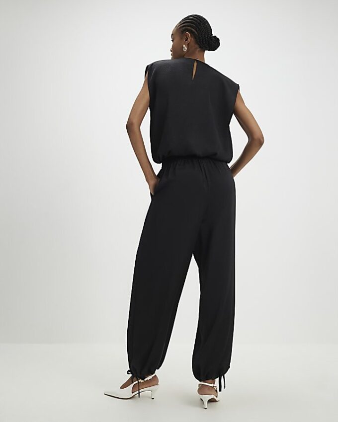 Black Adjustable Balloon Leg Trousers