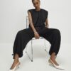 Black Adjustable Balloon Leg Trousers
