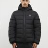 Black Badged Hooded Puffer Jacket