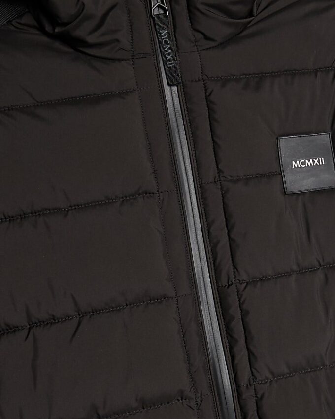 Black Badged Hooded Puffer Jacket
