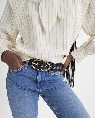 Black Bamboo Buckle Belt