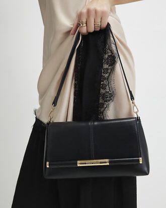 Black Bar Front Clutch Bag