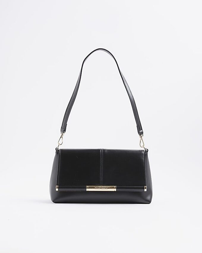 Black Bar Front Clutch Bag