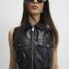 Black Belted Faux Leather Shift Dress