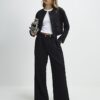 Black Belted Wide Leg Trousers
