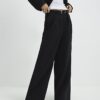 Black Belted Wide Leg Trousers