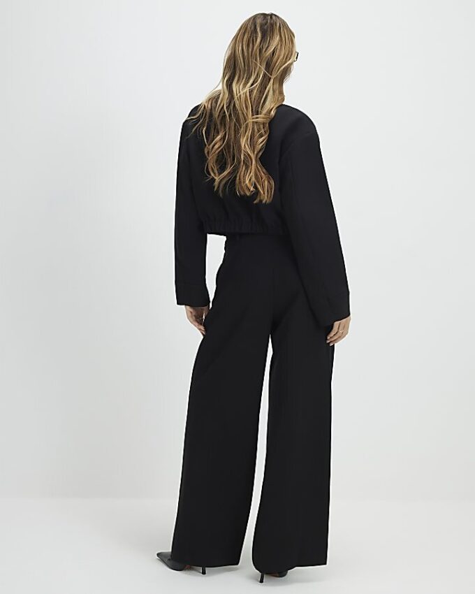 Black Belted Wide Leg Trousers