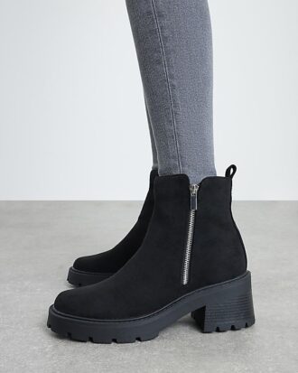 Black Block Heeled Side Zip Boots Black Block Heeled Side Zip Boots
