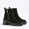 Black Block Heeled Side Zip Boots