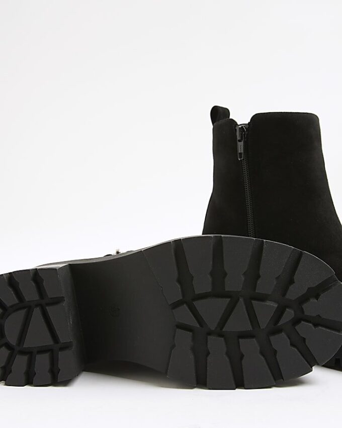 Black Block Heeled Side Zip Boots