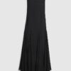 Black Bodycon Godet Skirt Maxi Dress