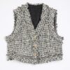 Black Boucle Cropped Waistcoat