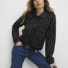 Black Boucle Faux Leather Trim Cardigan