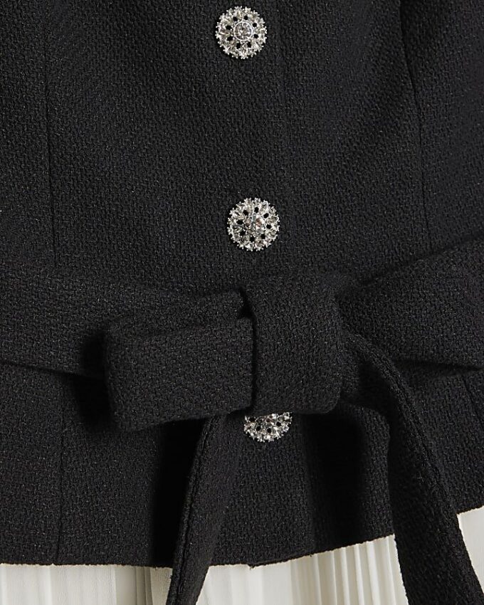 Black Boucle Hybrid Mini Dress Black Boucle Hybrid Mini Dress