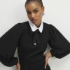 Black Bow Detail Shirt Dress