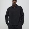 Black Boxy Fit Plisse Shirt