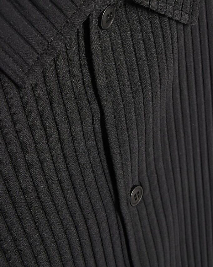 Black Boxy Fit Plisse Shirt