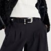 Black Bubble Buckle Suede Belt