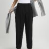 Black Button Front Tapered Trousers