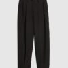 Black Button Front Tapered Trousers
