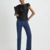 Black Button Puff Sleeve Top