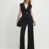 Black Cap Sleeve Wide Leg Jumpsuit