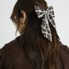 Black Check Print Bow Hair Clip