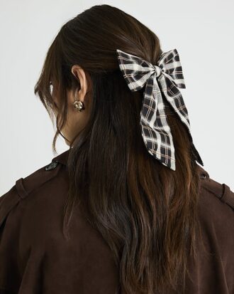 Black Check Print Bow Hair Clip