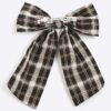 Black Check Print Bow Hair Clip