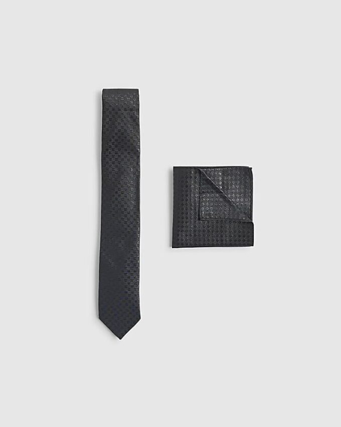 Black Checkerboard Tie Set