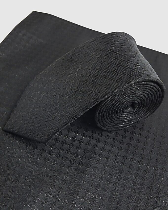 Black Checkerboard Tie Set