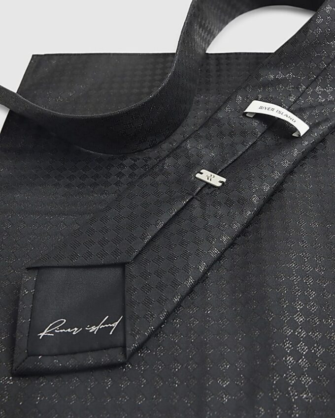 Black Checkerboard Tie Set