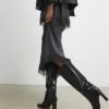Black Chisel Toe High Leg Boots