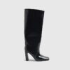 Black Chisel Toe High Leg Boots