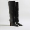 Black Chisel Toe High Leg Boots