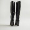 Black Chisel Toe High Leg Boots