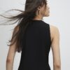 Black Collarless Asymmetric Waistcoat