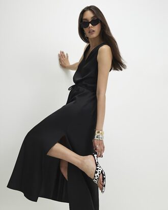 Black Column Midi Dress