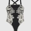 Black Cornelli Print Swimsuit