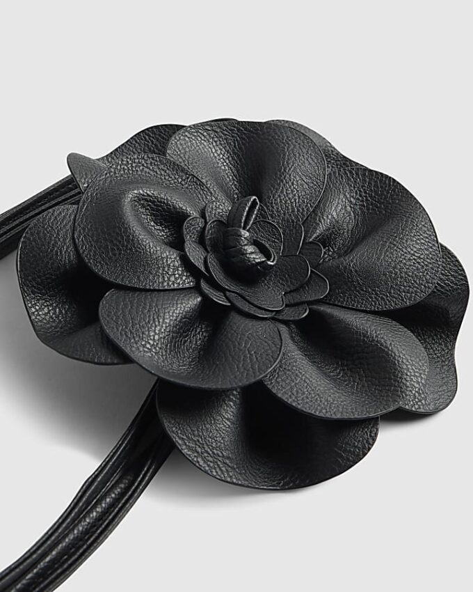Black Corsage Flower Belt