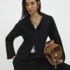 Black Cosy Button Through Cardigan