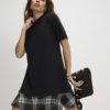 Black Cosy Check Hem Mini Dress