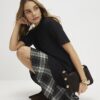 Black Cosy Check Hem Mini Dress
