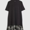 Black Cosy Check Hem Mini Dress