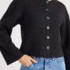 Black Cosy Long Sleeve Button Up Cardigan