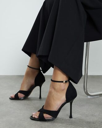Black Cross Over Strap Heeled Sandals Black Cross Over Strap Heeled Sandals