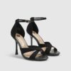 Black Cross Over Strap Heeled Sandals